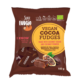 Bioloģiskas augu izcelsmes konfektes “Karvutė” ar kakao garšu, 150 g, SUPER FUDGIO