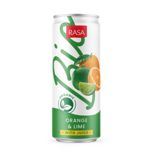 Ekoloģisks gāzēts bezalkoholiskais dzēriens ar apelsīnu un laima garšu un sulu, 0,5l RASA ECO