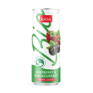 Ekoloģisks gāzēts bezalkoholiskais dzēriens ar aveņu un upeņu garšu un sulu, 0,5l RASA ECO