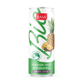 Ekoloģisks gāzēts bezalkoholiskais dzēriens ar pasifloras augļu un ananasu garšu un sulu, 0,5l RASA ECO
