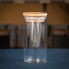 Glass container for loose products with bamboo lid (5,5x11 cm, approx. 0,2 L)