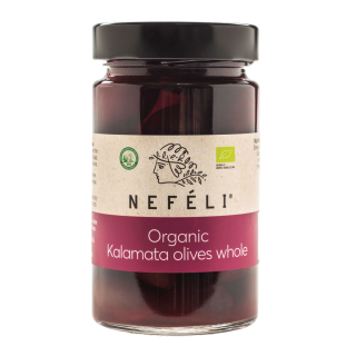 Bioloģiskas "Kalamata" melnās olīvas bez kauliņiem, 295 g (160 g)