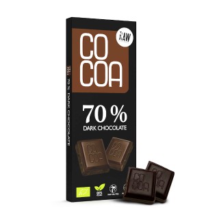 Органический темный шоколад 70% RAW, 40 г, COCOA