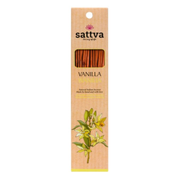 Натуральные индийские благовония VANILLA (15 шт.) 30 г, Sattva