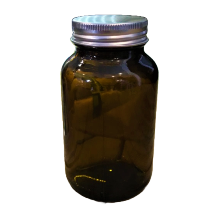 Brown glass jar with metal lid, 200 ml
