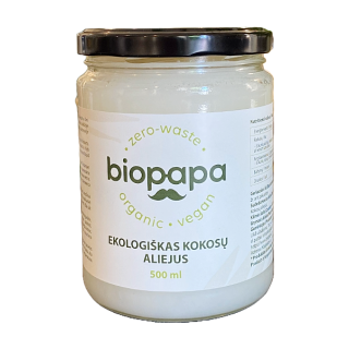 Bioloģiska auksti spiesta nerafinēta kokosriekstu eļļa, 500 ml