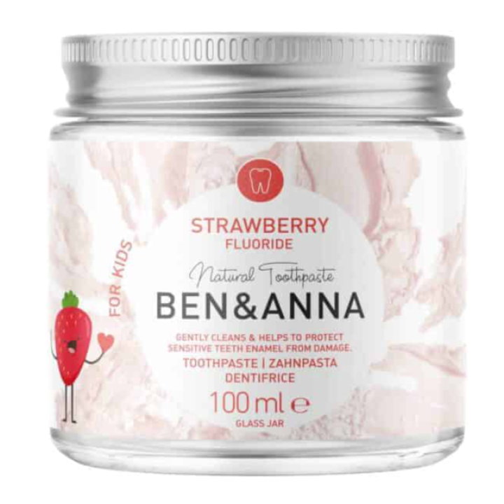 Dabiskā zobu pasta bērniem ar zemeņu garšu, 100 ml, BEN&ANNA