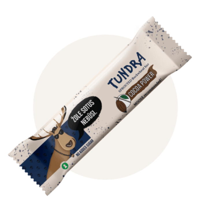 Diedzētu griķu batoniņš ar kakao TUNDRA, 40 g