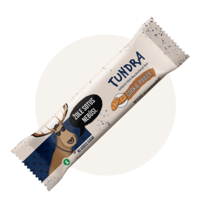 Diedzētu griķu batoniņš ar cepumu garšu TUNDRA, 40 g