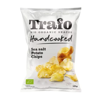 Bioloģiski audzētu kartupeļu čipsi ar jūras sāli TRAFO, 125 g