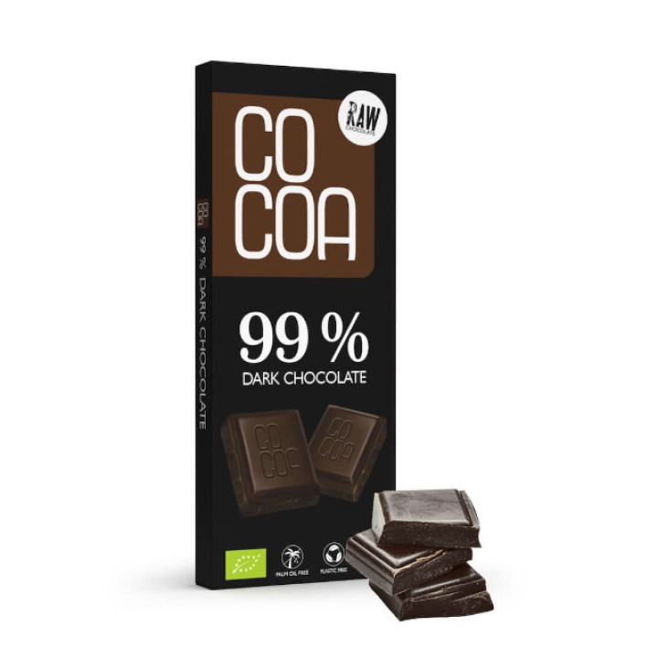 Organic dark chocolate 99% RAW, 40 g, COCOA