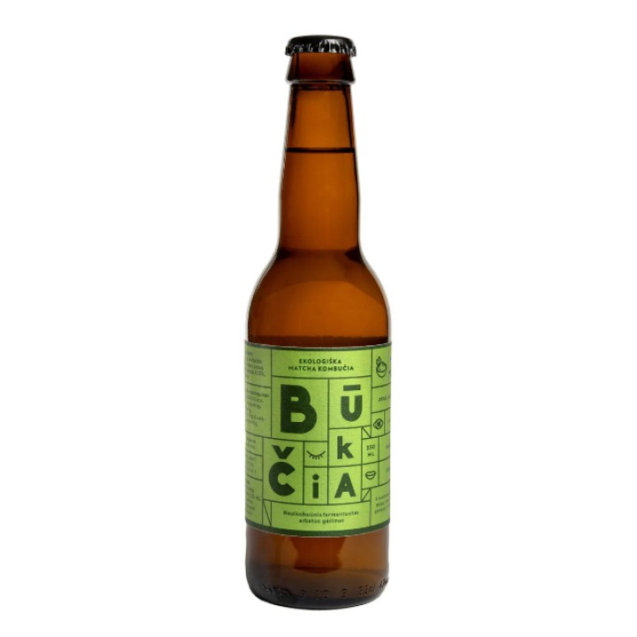Bioloģiska matcha kombuča, BŪKČIA, 330 ml