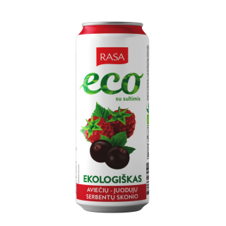 Ekoloģisks gāzēts bezalkoholiskais dzēriens ar aveņu un upeņu garšu un sulu, 0,5l RASA ECO