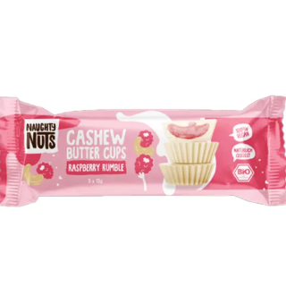 Bioloģiskas konfektes ar Indijas riekstu krēmu un aveņu pildījumu, 39 g, Naughty Nuts