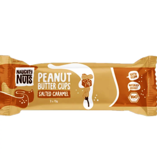 Bioloģiskas konfektes ar zemesriekstu krēmu un sāļās karameles pildījumu, 39 g, Naughty Nuts