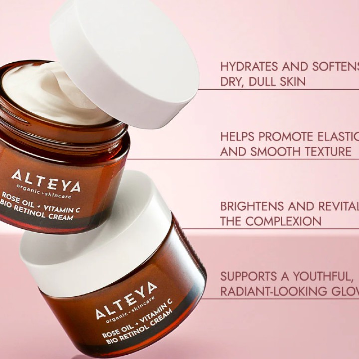 Organic LUMINOUS ROSE BIO RETINOL face cream - rose oil + vitamin C, 50 ml, ALTEYA