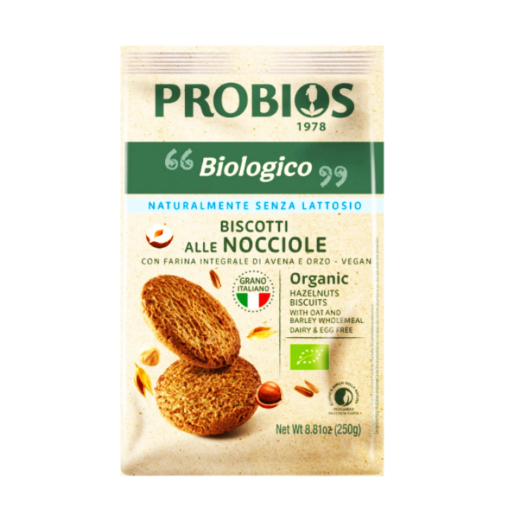 Bioloģiski cepumi ar lazdu riekstiem, auzām un miežu miltiem, 250 g, PROBIOS