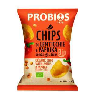 Organic lentil chips with paprika spice, 40 g, PROBIOS