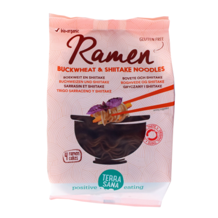 Bioloģiskas griķu un šitake sēņu ramen nūdeles, bez glutēna, 280 g (4 gab.), TERRASANA