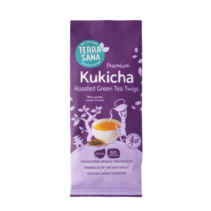 Bioloģiska japāņu grauzdēta zaļā tēja Kukicha, 75 g, TerraSana