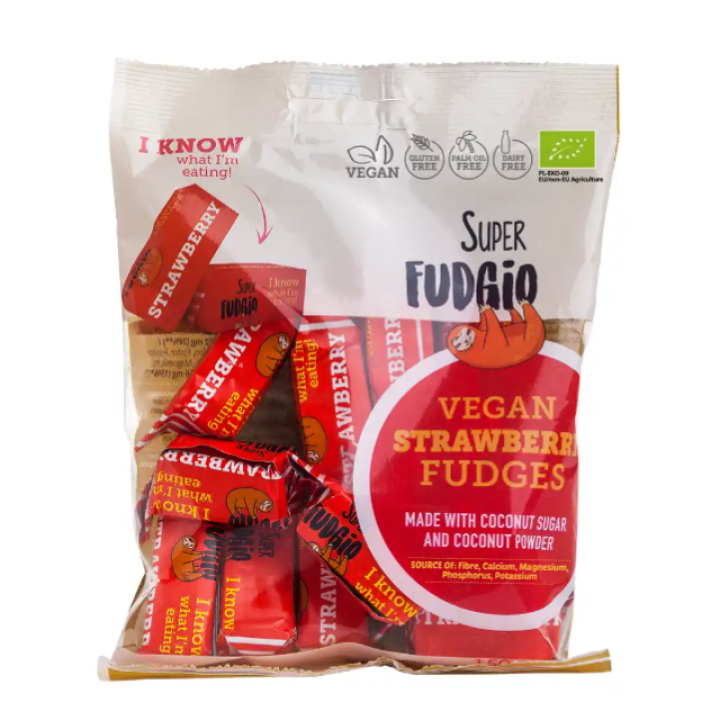 Ekologiški augaliniai saldainiai „Karvutė“ braškių skonio, 150g