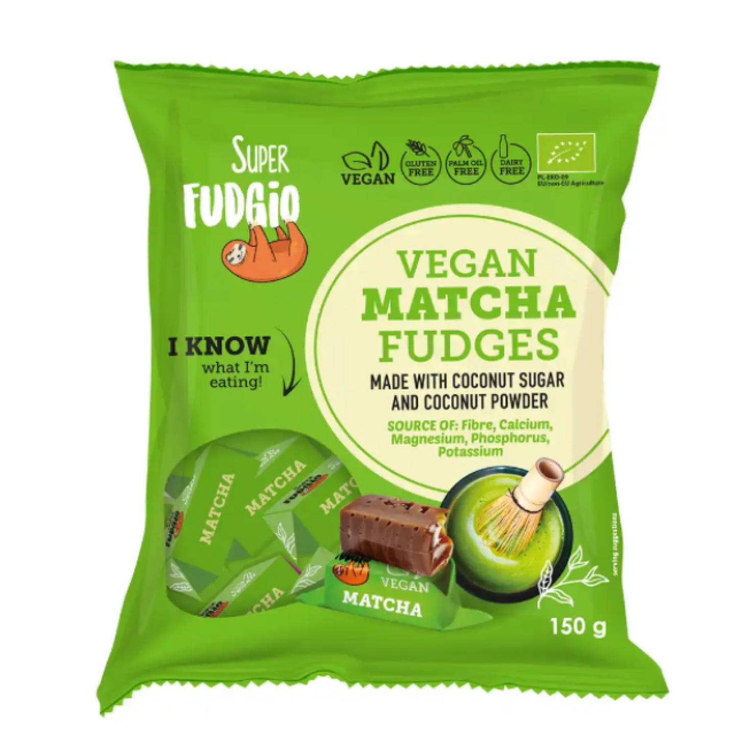 Ekologiški augaliniai saldainiai "Karvutė" matcha