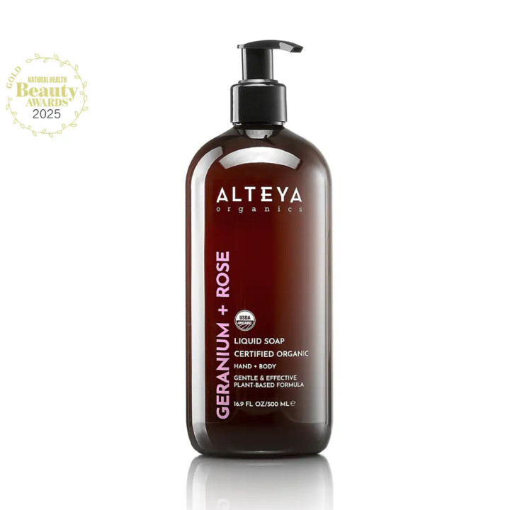 Organic Liquid Soap with Geraniums and Roses, 500 ml