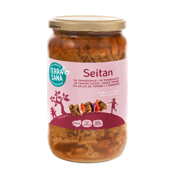 Bioloģiski seitana gabaliņi tamari mērcē, 350 g, TERRASANA