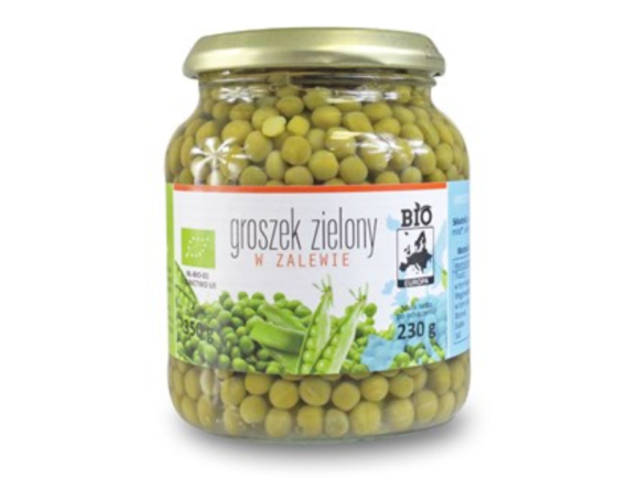 Organic canned green peas 350g (230g) - Image 1
