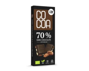 Bioloģiska "COCOA" 70 % tumšā šokolāde ar pekanriekstiem, 40 g