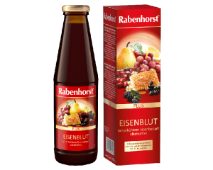 Augļu un augu dzēriens "Rabenhorst" ar dzelzi un vitamīniem C, B1, B2, B6, B12, 450 ml