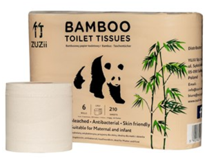 Bambusa tualetes papīrs, trīsslāņu, 6 ruļļi
