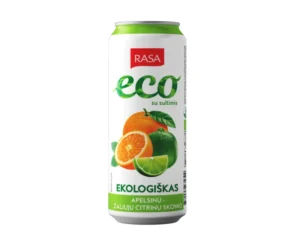 Ekoloģisks gāzēts bezalkoholiskais dzēriens ar apelsīnu un laima garšu un sulu, 0,5l RASA ECO