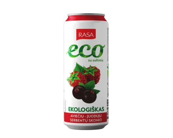 Ekoloģisks gāzēts bezalkoholiskais dzēriens ar aveņu un upeņu garšu un sulu, 0,5l RASA ECO - Image 1