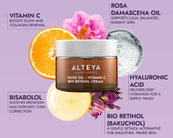 Органический крем для лица LUMINOUS ROSE BIO RETINOL - розовое масло + витамин С, 50 мл, ALTEYA — изображение 3