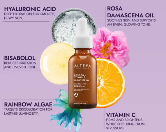 Органическая сыворотка LUMINOUS ROSE GLOW - розовое масло + витамин С, 30 мл, ALTEYA — изображение 3