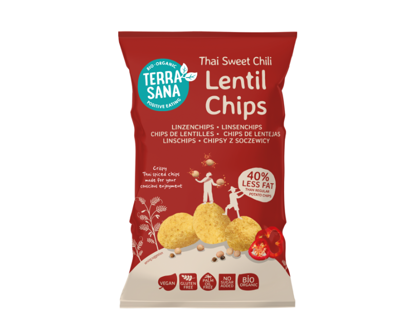 Bioloģiski lēcu čipsi ar saldo čili garšu, Bioloģiski lēcu čipsi ar saldo čili garšu, 75 g, TERRASANA - Image 1