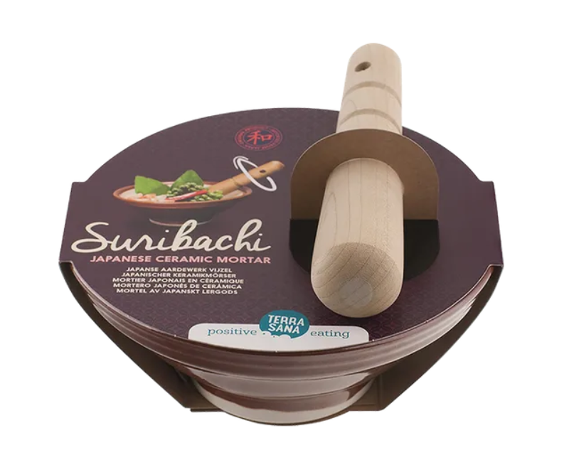 Japāņu keramikas piesta Suribachi & Surikogi Japāņu keramikas bļoda ar piestu Suribachi & Surikogi, 18 cm, TERRASANA - Image 1