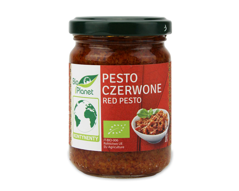 Bioloģiska saulē kaltētu tomātu pesto mērce Органический соус песто из вяленых томатов, 140 г, Bio Planet — изображение 1